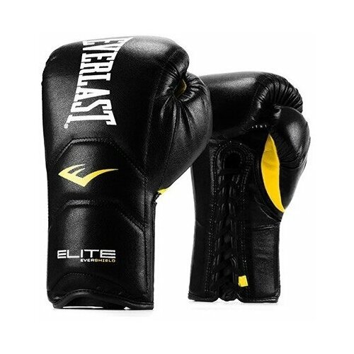 Боксерские перчатки Everlast тренировочные на шнуровке Elite Pro черные 18 унций