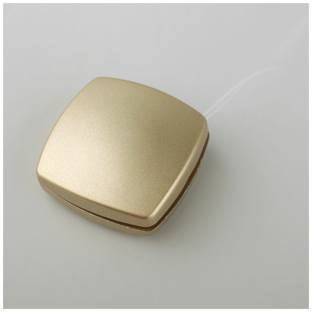 Магнит квадратный двусторонний размер 3,4 см для легкого веса штор с леской 29 см, Пара (2 шт. Золото матовое