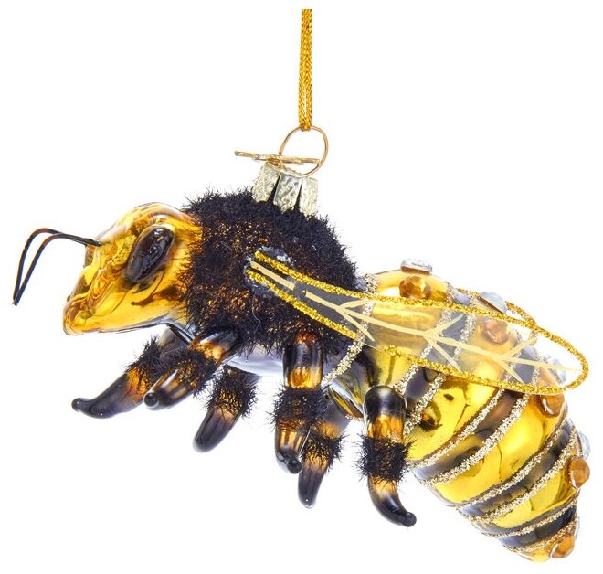 Kurts Adler Стеклянная елочная игрушка Пчёлка Миэль - Корсиканская путешественница 10 см, подвеска NB1455