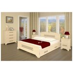 Спальня из дерева (кровать с ящиками (ШхД) 140х200, тумбочки, комод) Афина, цвет белый - изображение