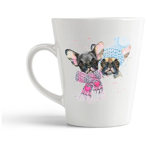 фото Кружка-латте coolpodarok животные 2 собаки в шарфе и шапочке