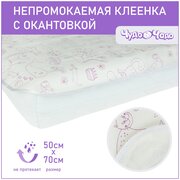 Клеенка подкладная 0,5*0,7 м (рис, тк/о, кант) бордовые зверушки/белый