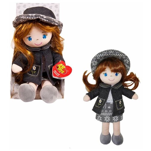 Кукла ABtoys Мягкое сердце, мягконабивная, в серой шляпке и фетровом костюме, 36 см, в открытой коробке M6060