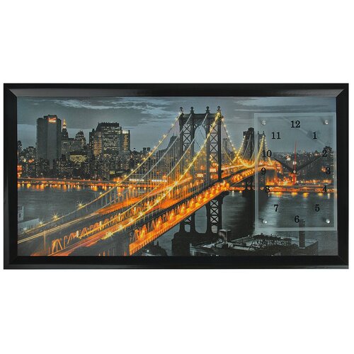 фото Часы-картина настенные, серия: город, "манхэттенский мост", 50х100 см, микс сюжет 1541481 .