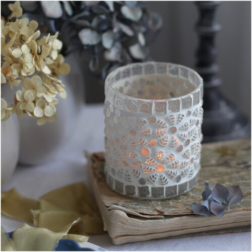 Подсвечник Tealight Mosaic in white cement