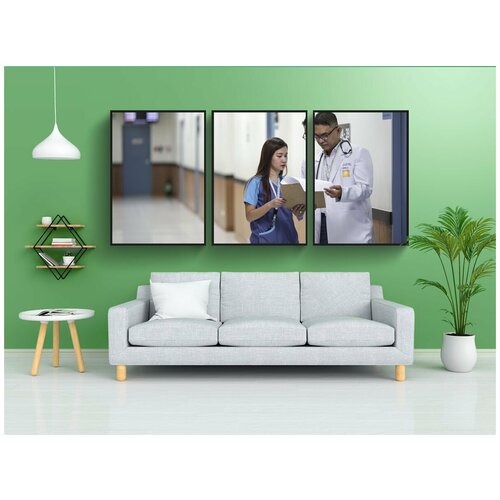 фото Набор модулных постеров для интерьера "помощник, помощника, ассистент врача" 60x90 см. в тубусе, без рамки lotsprints