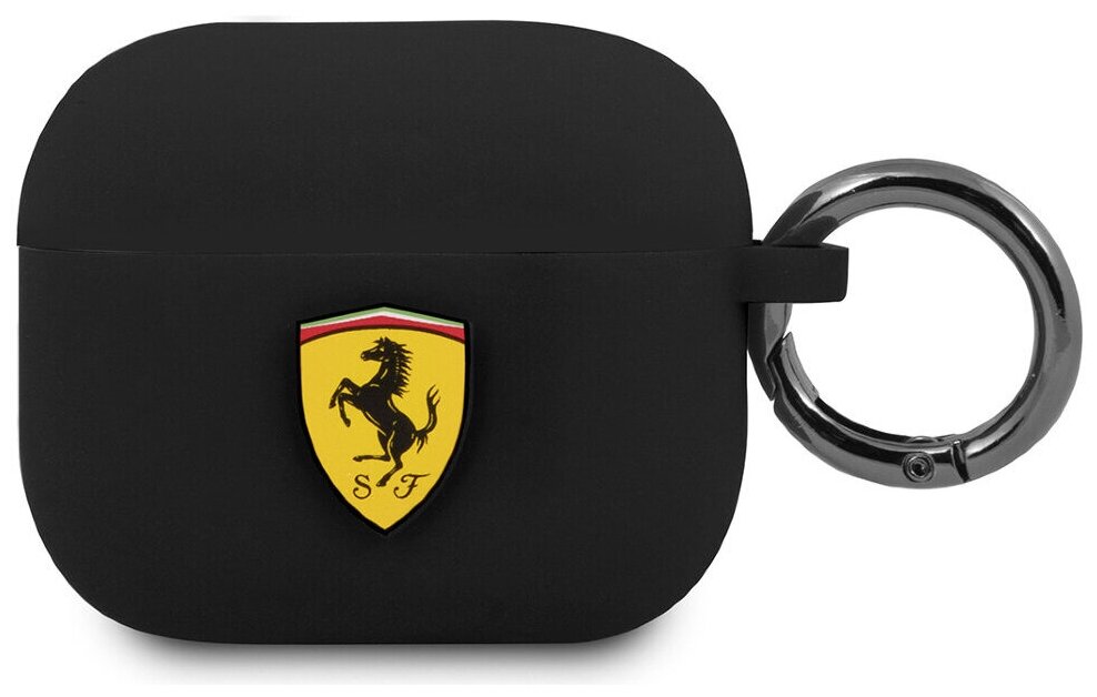 Чехол CG Mobile Ferrari Silicone case with ring с карабином для Airpods 3 чёрный