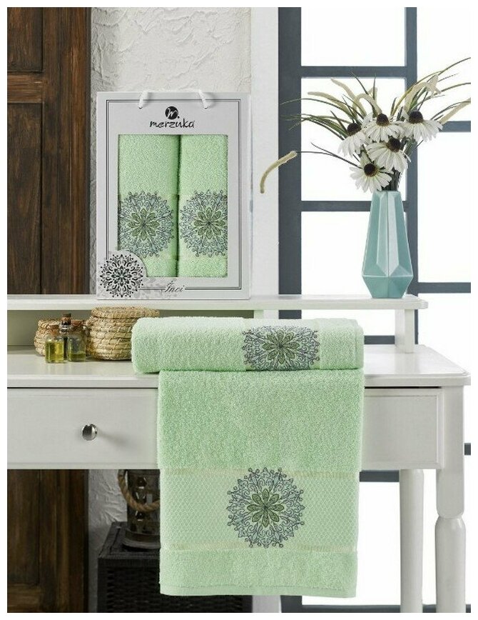 фото Oran Merzuka Полотенце Inci Цвет: Фисташковый (50х90 см,70х140 см) br41111