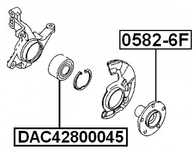 Подшипник ступичный передний Febest DAC42800045