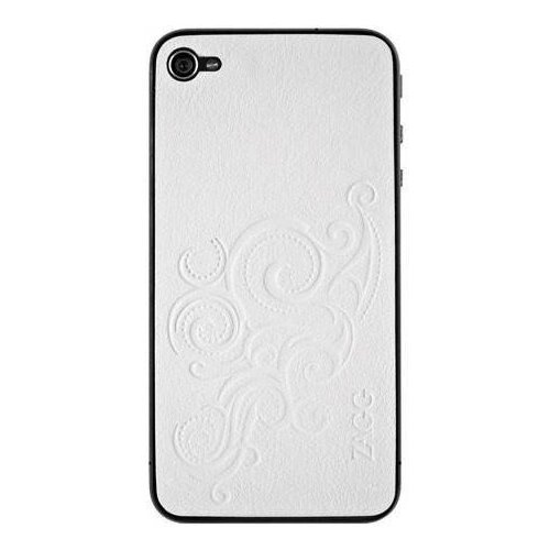 Кожаная наклейка для iPhone 4, 4S с узором от ZAGG (белая)