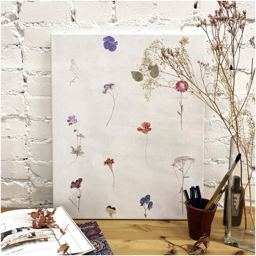 Картина-холст на подрамнике / Интерьерная картина / 50*60 см / Цветы, сухоцветы