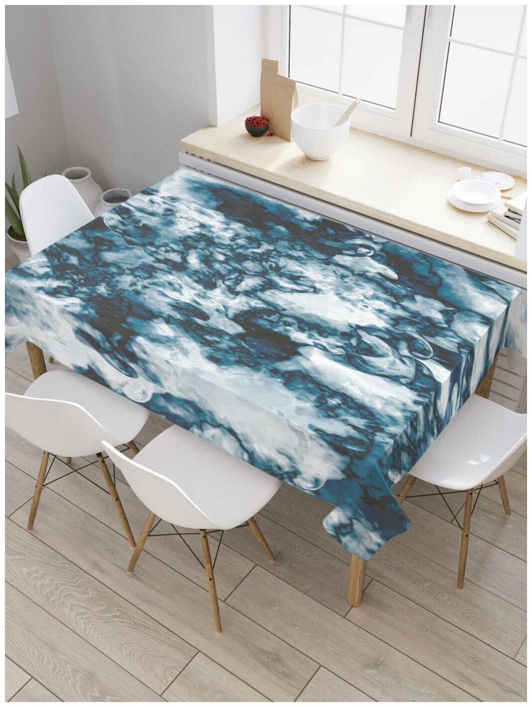 Скатерть прямоугольная JoyArty на кухонный стол "Мраморные разводы" из оксфорда, 120x145 см