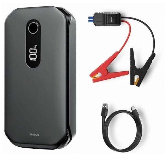 Пусковое зарядное устройство Baseus Super Energy Car Jump Starter PRO + Внешний аккумулятор 12000 мАч + LED фонарь, черный, CRJS03-01