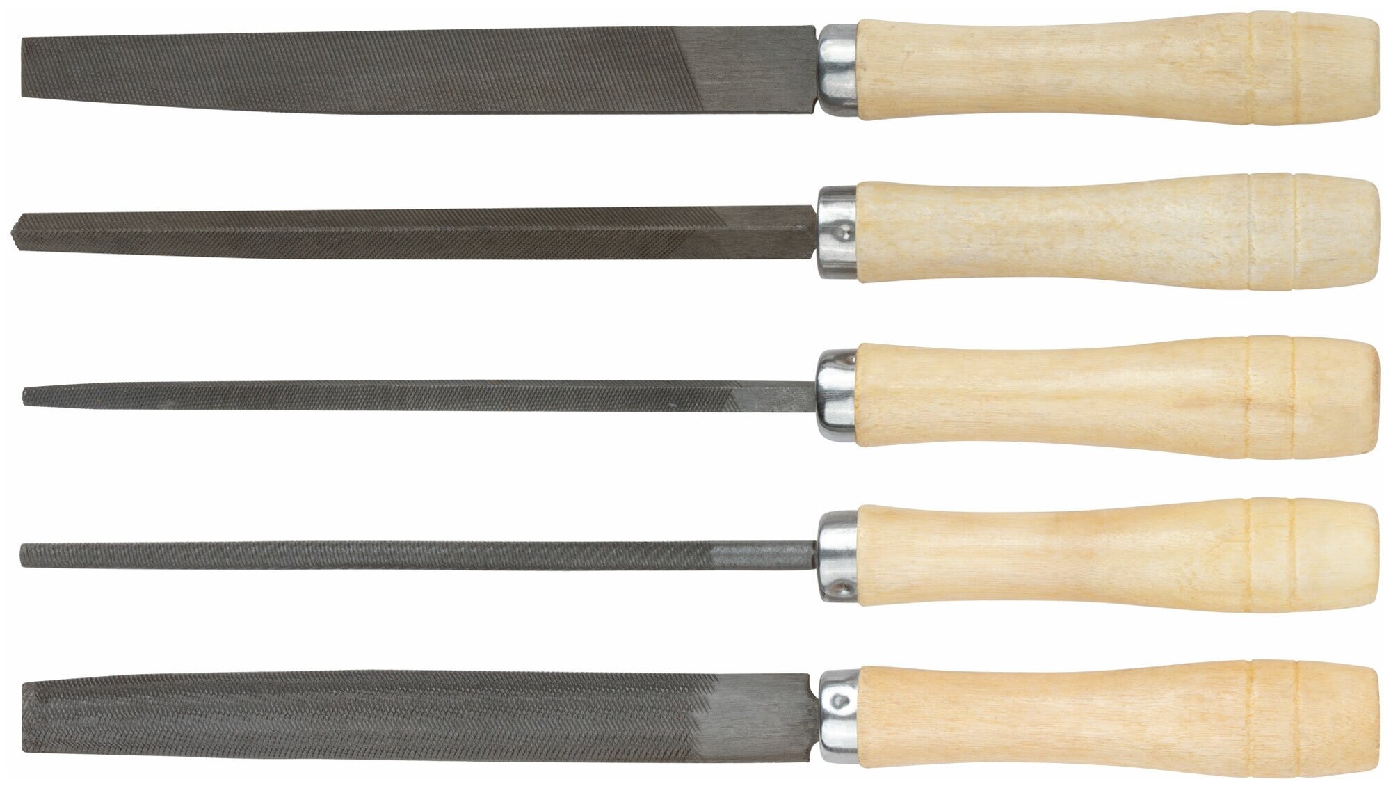 фото Напильники, набор 5 шт деревянная ручка 150 мм