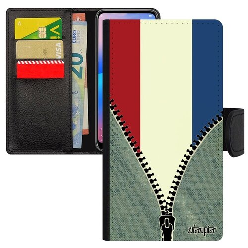 фото Модный чехол-книжка на мобильный // xiaomi mi 8 // "флаг голландии на молнии" стиль дизайн, utaupia, серый