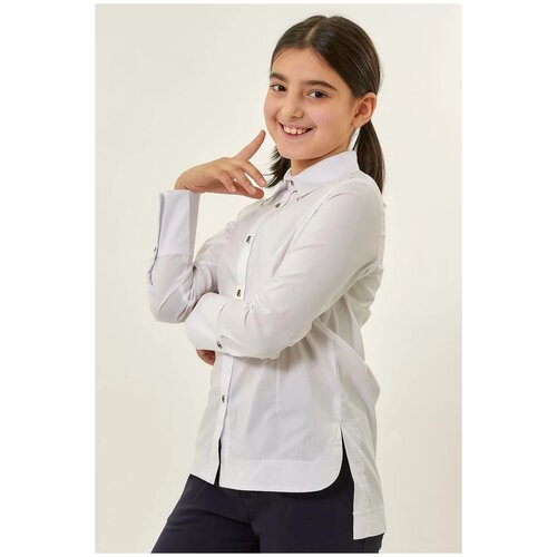 фото Школьная блуза colabear, размер 130, белый