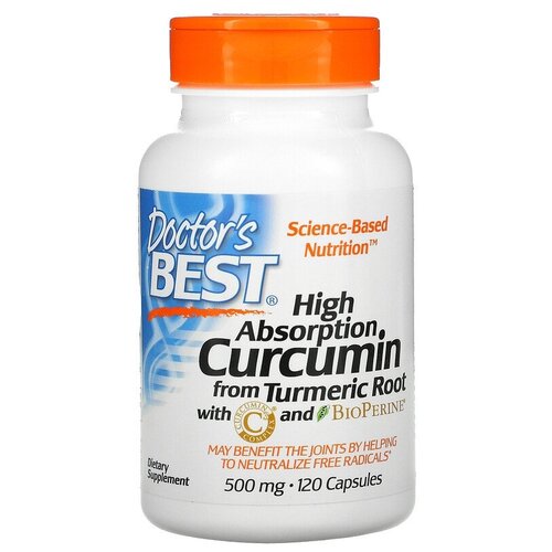 Капсулы Doctor's Best High Absorption Curcumin with C3 Complex and BioPerine 500 мг, 120 г, 500 мг, 120 шт.