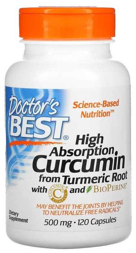 Капсулы Doctor's Best High Absorption Curcumin with C3 Complex and BioPerine 500 мг, 120 г, 500 мг, 120 шт.