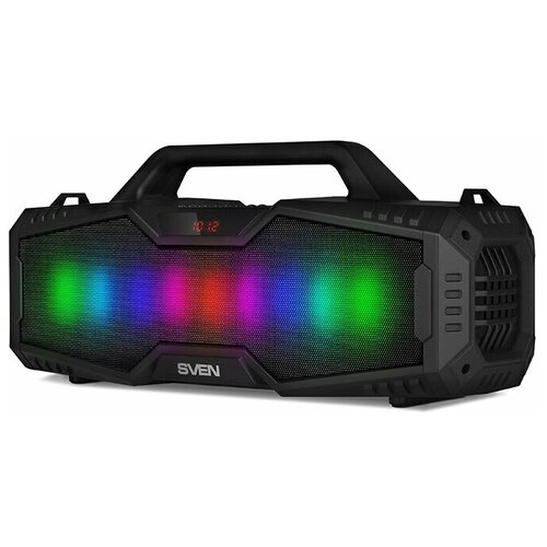 фото Колонка порт. sven ps-480, черный, акустическая система (2.0, мощность 2x12 вт (rms), bluetooth, fm, usb, microsd, led- дисплей, встроенный аккумулятор )