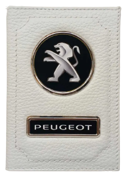 Обложка для автодокументов Peugeot (пежо) кожаная флотер