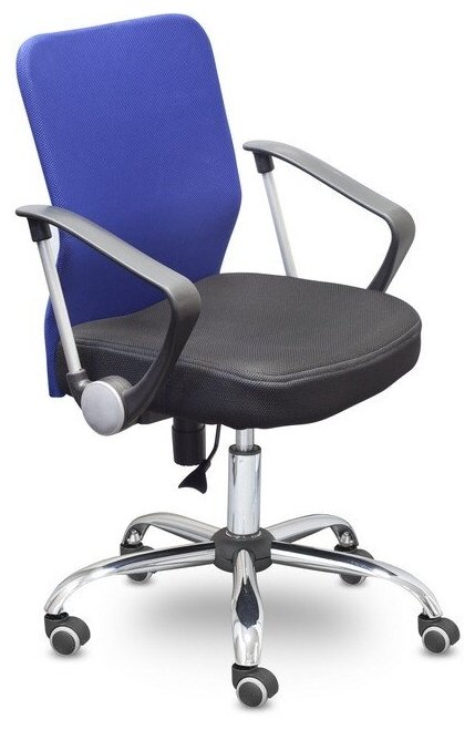Кресло Easy Chair ткань черная сетка синяя хром