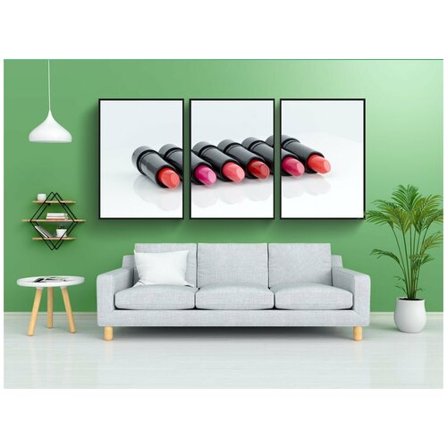 фото Набор модулных постеров для интерьера "помада, составляют, косметика" 60x90 см. в тубусе, без рамки lotsprints