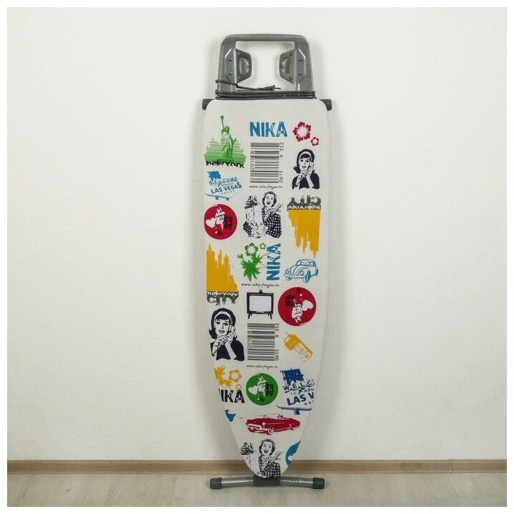 Доска гладильная Nika «Ника 10», 122×40 см, регулируемая высота до 90 см, европодставка, рисунок микс - фотография № 4