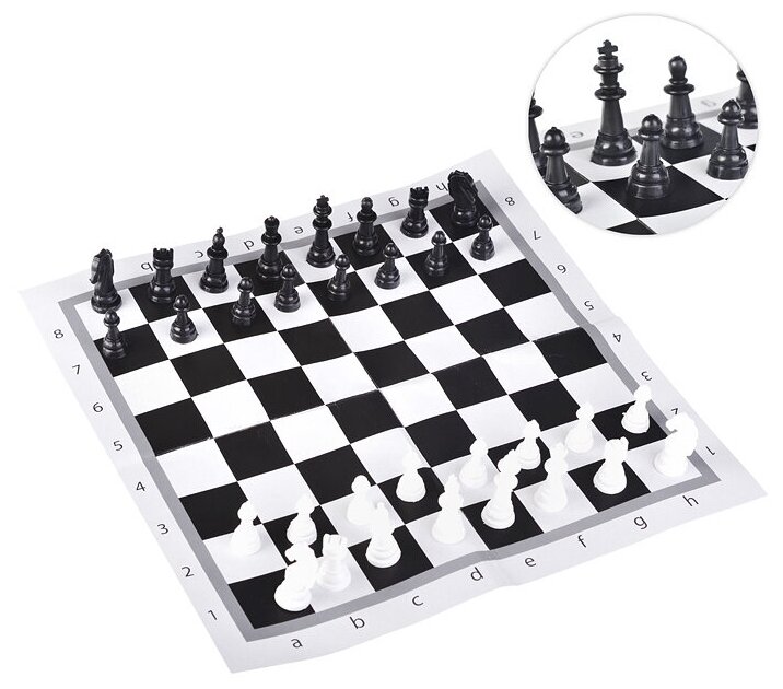 Шахматы классические в пакете + поле 28,5х28,5см.
