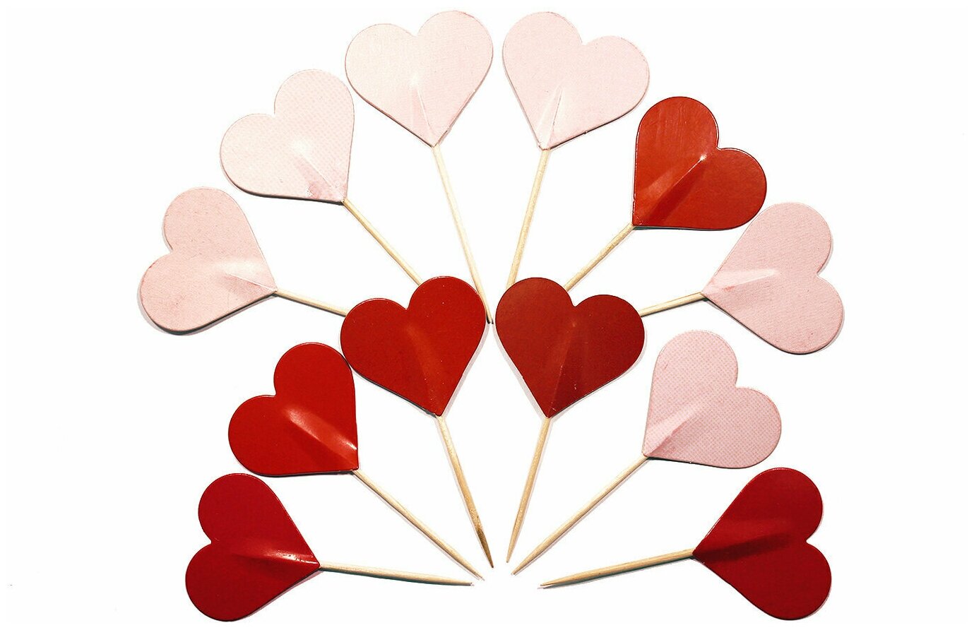 Топперы двухсторонние ГК сфера "Сердца", для свадьбы, для девичника, для Дня Влюбленных, 12шт.