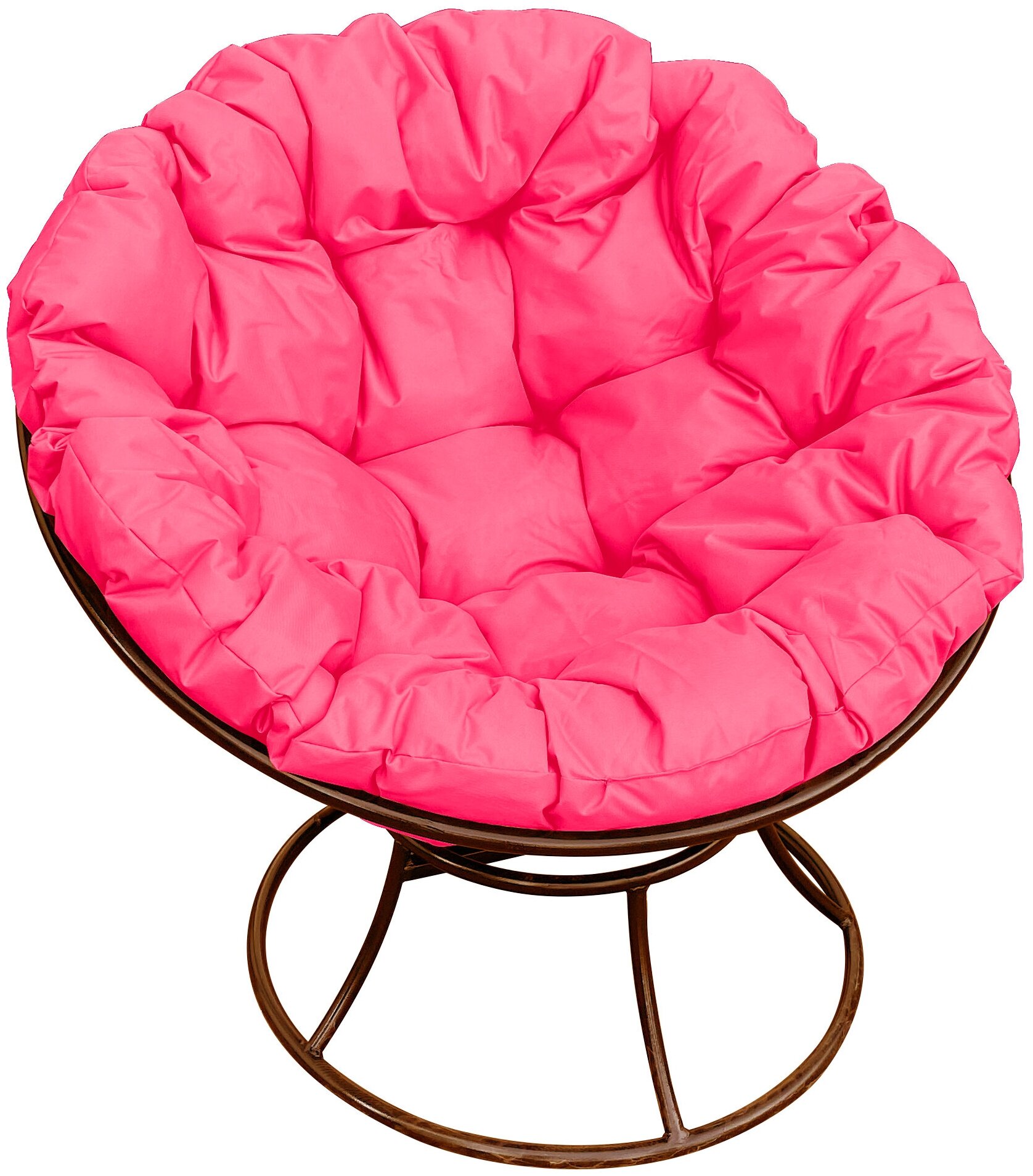 Кресло m-group папасан коричневое, розовая подушка - фотография № 1