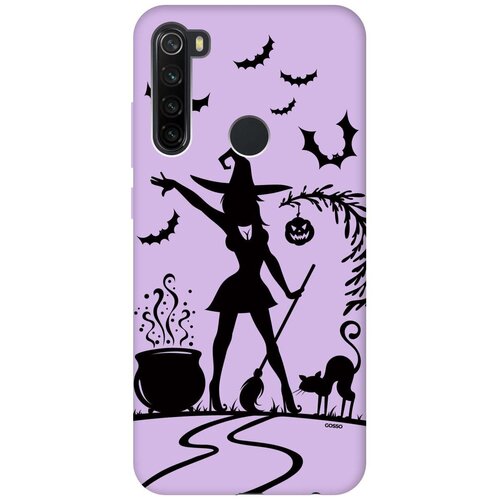 фото Силиконовая чехол-накладка silky touch для xiaomi redmi note 8t с принтом "witch and boiler" сиреневая gosso
