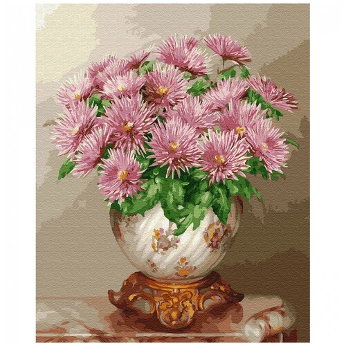 фото Набор для раскрашивания по номерам molly kh0675 бузин. розовые астры