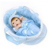 Reborn Kaydora Кукла Реборн виниловая (Reborn Full Vinyl Doll 11 inch) Мальчик в халатике в голубой люльке (28 см) - изображение