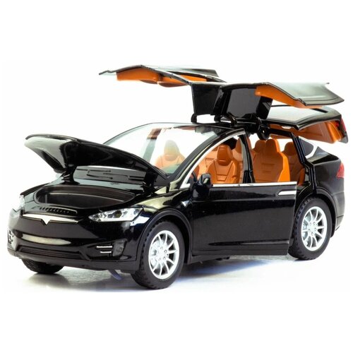 Машинка модель металлическая Tesla Model X звук свет 1/22 21 см.(HCL-911A) (Цвет: Черный) автомобильный клетчатый значок бирка эмблема наклейки с логотипом наклейка для tesla model 3 y s x для tesla model 3 три автомобиля декоративная накл