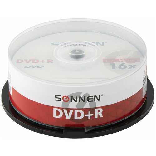 Диски DVD+R SONNEN 4,7GB 16x Cake Box (упаковка на шпиле) комплект 25шт, 513532 компакт диски геометрия аукцыон чайник вина 2cd dvd box