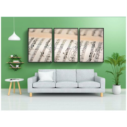 фото Набор модулных постеров для интерьера "музыкальная книга, ноты, музыкальные ноты" 60x90 см. в тубусе, без рамки lotsprints
