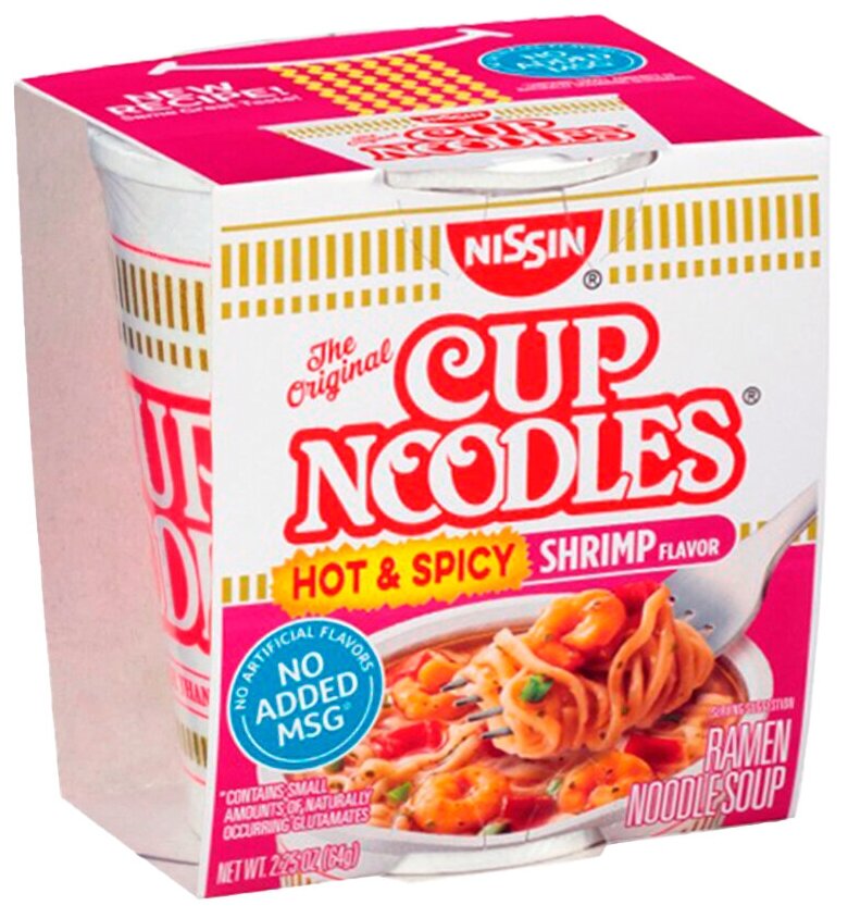 Набор лапши Cup Noodles Spicy Chilli Chicken + Hot & Spicy Shrimps (2 шт. по 64 гр.) - фотография № 2