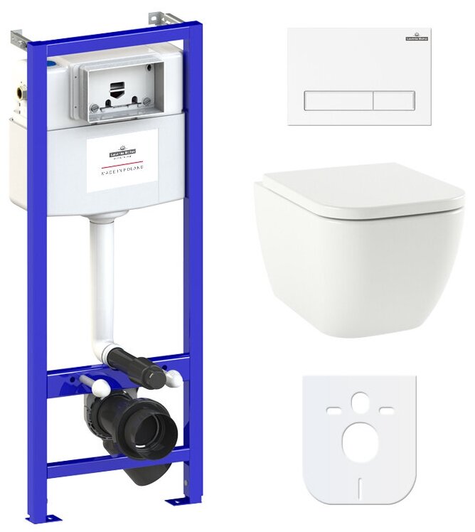 Комплект 6 в 1 Lavinia Boho One Compacto 77040061, унитаз, сиденье микролифт, инсталляция, клавиша смыва, шумоизоляция