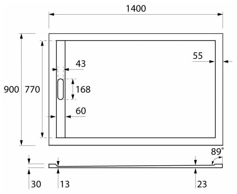 TRAY-AS-AH-140/90-100-SCR Экран для поддона из искусственного мрамора