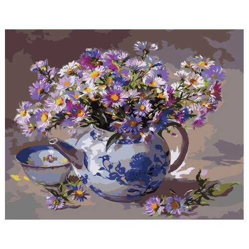 фото Картина по номерам paintboy gx 3829 полевые цветы в чайнике 40х50 см