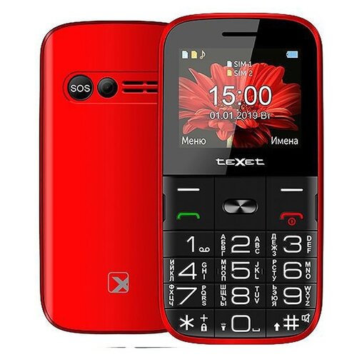 Телефон teXet TM-B227, 2 SIM, красный