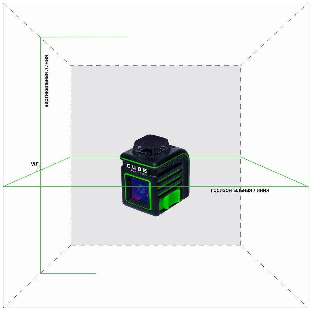 Лазерный уровень ADA CUBE 360 GREEN PROFESSIONAL EDITION (зеленый лазер, штатив в комплекте) — фото 1