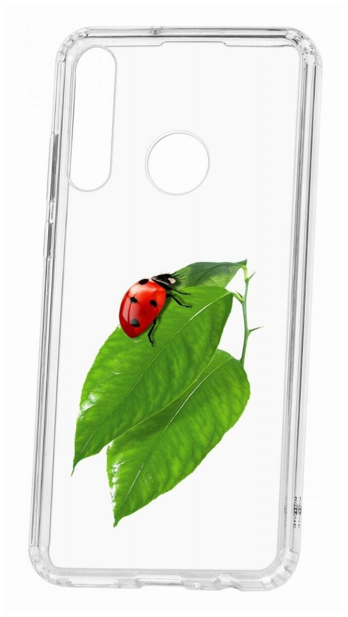 Чехол для Huawei Y6p 2020 Kruche Print Ladybug, пластиковая накладка, силиконовый бампер с защитой камеры, защитный прозрачный кейс с рисунком