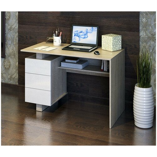 Стол компьютерный Ренцо 2 Дуб сонома/Белый