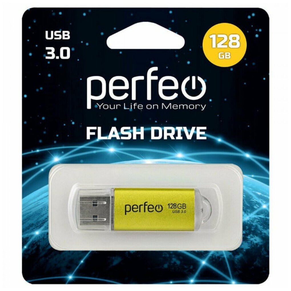 USB флешка Perfeo USB 3.0 128GB C14 Gold metal series