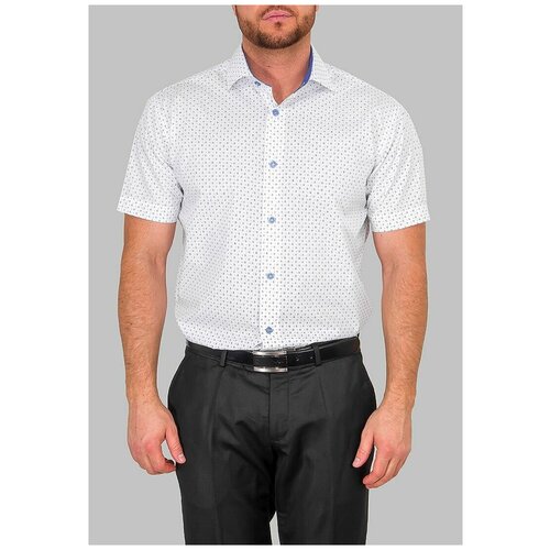 фото Рубашка мужская короткий рукав greg 123/109/1278/z/1, полуприталенный силуэт / regular fit, цвет белый, рост 174-184, размер ворота 39
