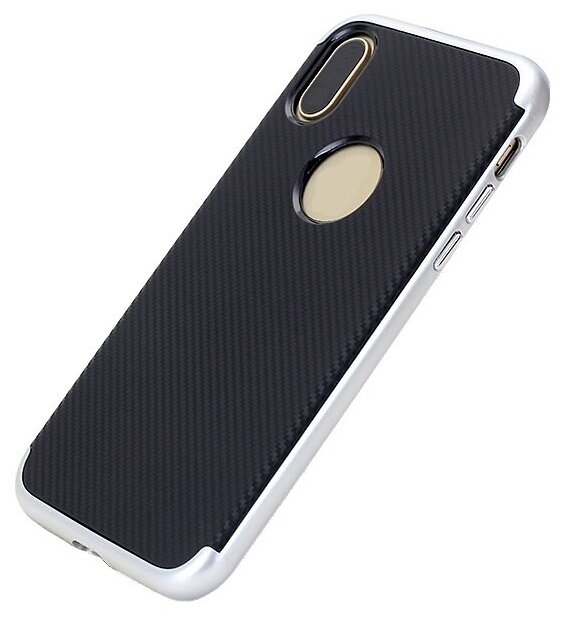 Чехол пластиковый для Apple iPhone X/XS - Черный/Серебристый