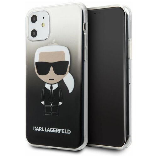 Чехол Karl Lagerfeld Iconic Karl Hard Gradient для iPhone 11, черный