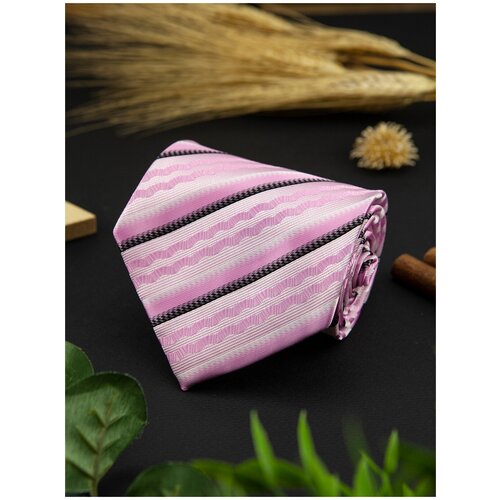 Галстук 2beMan, черный, розовый галстук paolo bertolucci в полоску для мужчин розовый