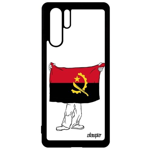 фото Противоударный чехол для смартфона // huawei p30 pro // "флаг анголы с руками" дизайн патриот, utaupia, белый